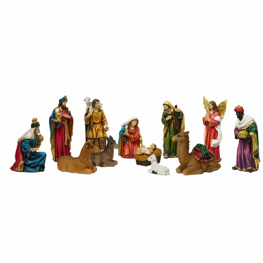 12-Piece Colorful Nativity Scene Set – Hand-Painted Resin, 5.75″