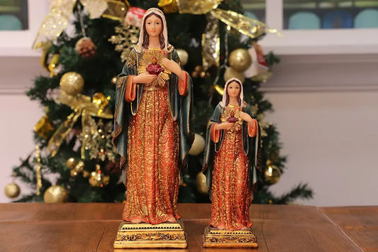 Immaculate Heart of Mary Statue, Hand-Painted Resin Catholic Figurine