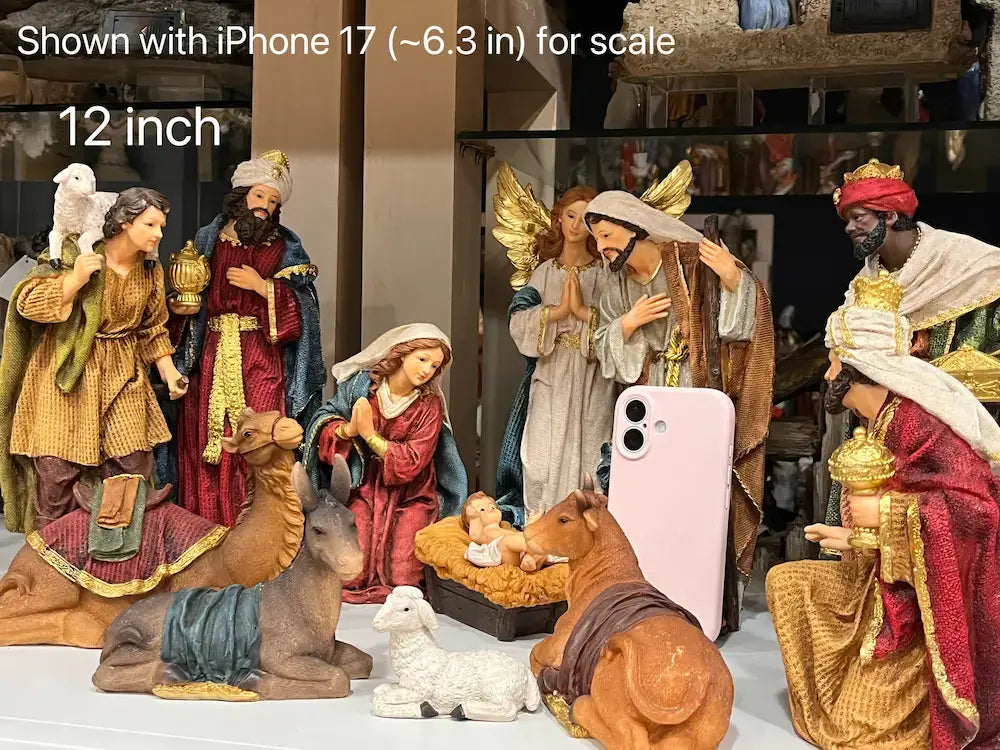 12-Piece Resin Nativity Set – 12" Indoor Christmas Décor