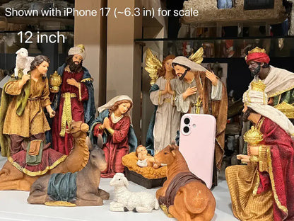 12-Piece Resin Nativity Set – 12" Indoor Christmas Décor