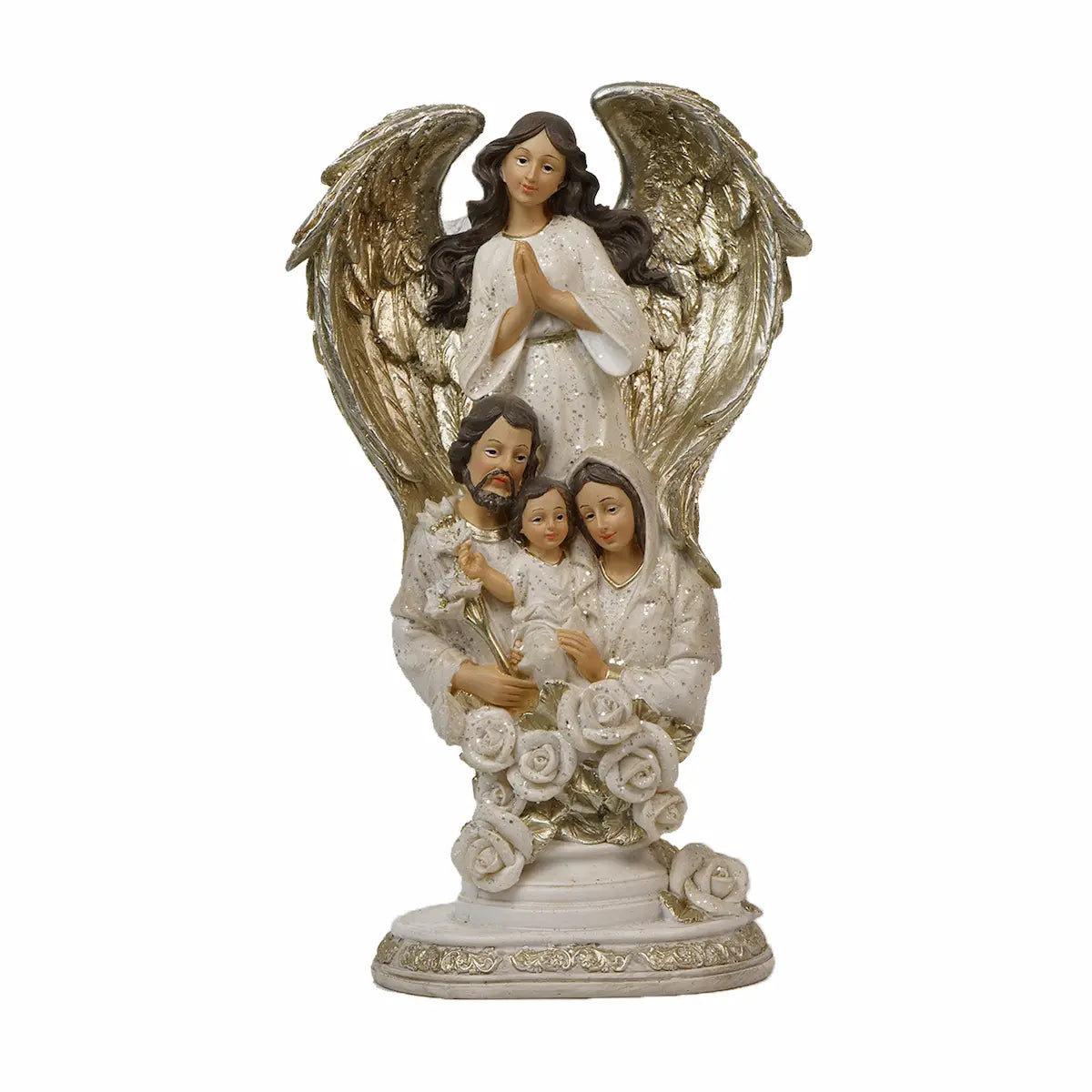 Hand-painted Resin Holy Family Figurine with Guardian Angel 