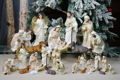 blush pink nativity set three sizes family comparison