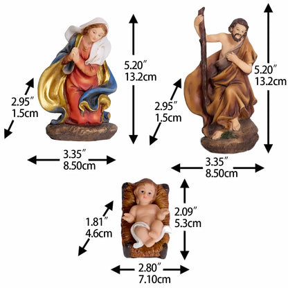 Holy Family nativity figurines with measurements