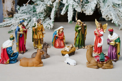 12 piece colorful nativity set full scene display