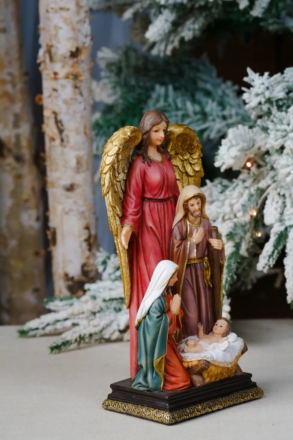 guardian angel watching over the Holy Family, one-piece statue
