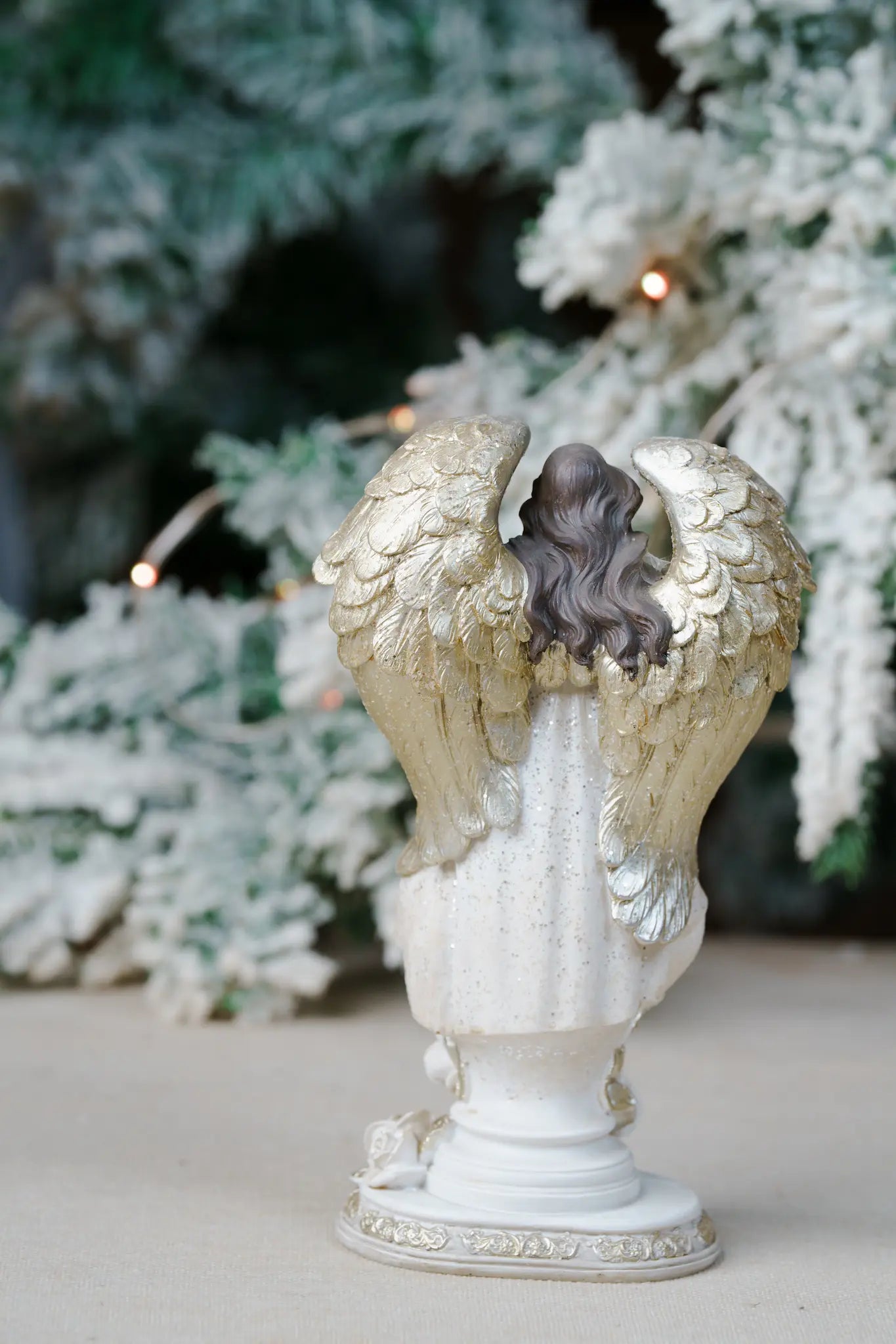 Holy Family Figurine with Guardian Angel – Hand-Painted Resin, 8.5″