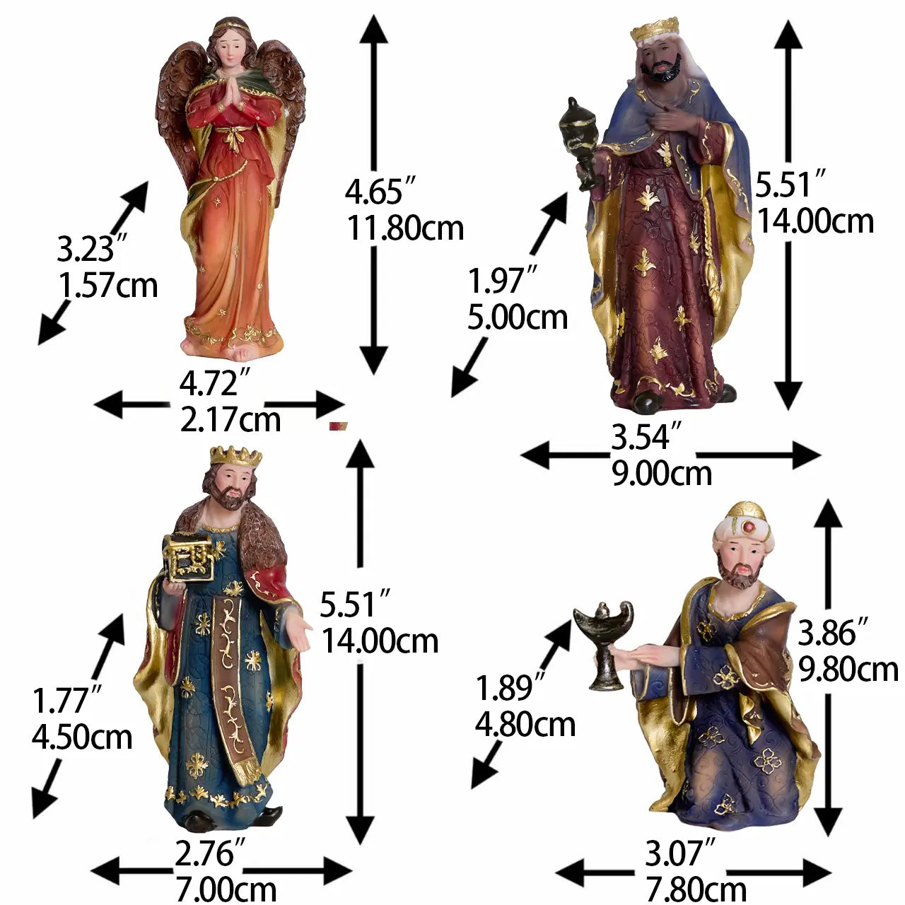 11-Piece Nativity Scene Set – Hand-Painted Resin Christmas Nativity Figurines with Holy Family, Three Wise Men, Angel, Shepherd & Animals – Indoor Holiday Decor
