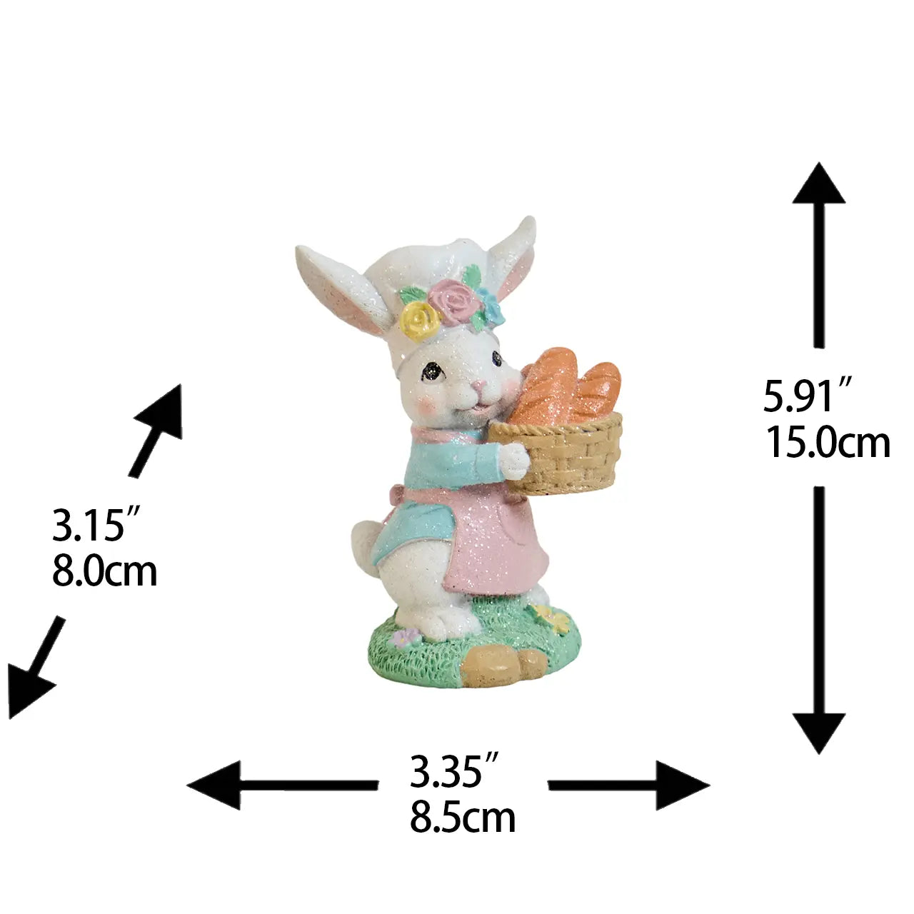 Easter bunny baker figurine dimensions 5.91 inch height 3.35 inch width