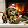 Light-Up Christmas Teddy Bear with Bauble Figurine