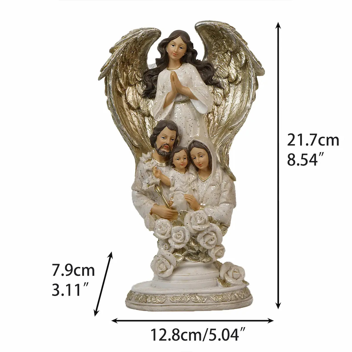 8.5 Inch Holy Family Figurine with Guardian Angel 