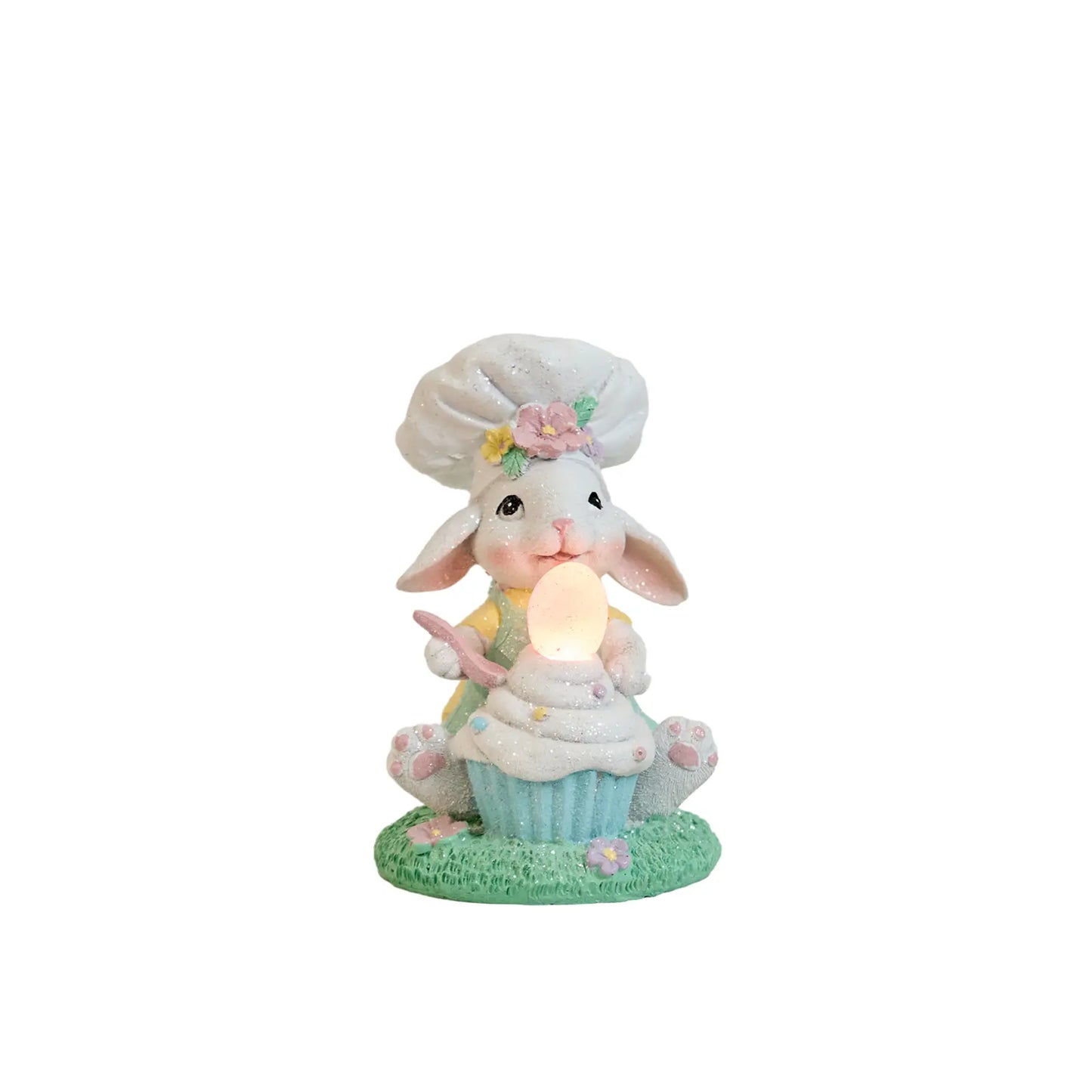 Light-up Easter bunny cupcake decoration with glowing LED egg