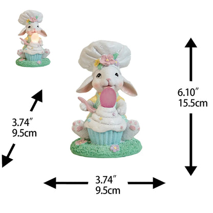 Easter bunny cupcake figurine dimensions 6.1 inch height 3.74 inch width
