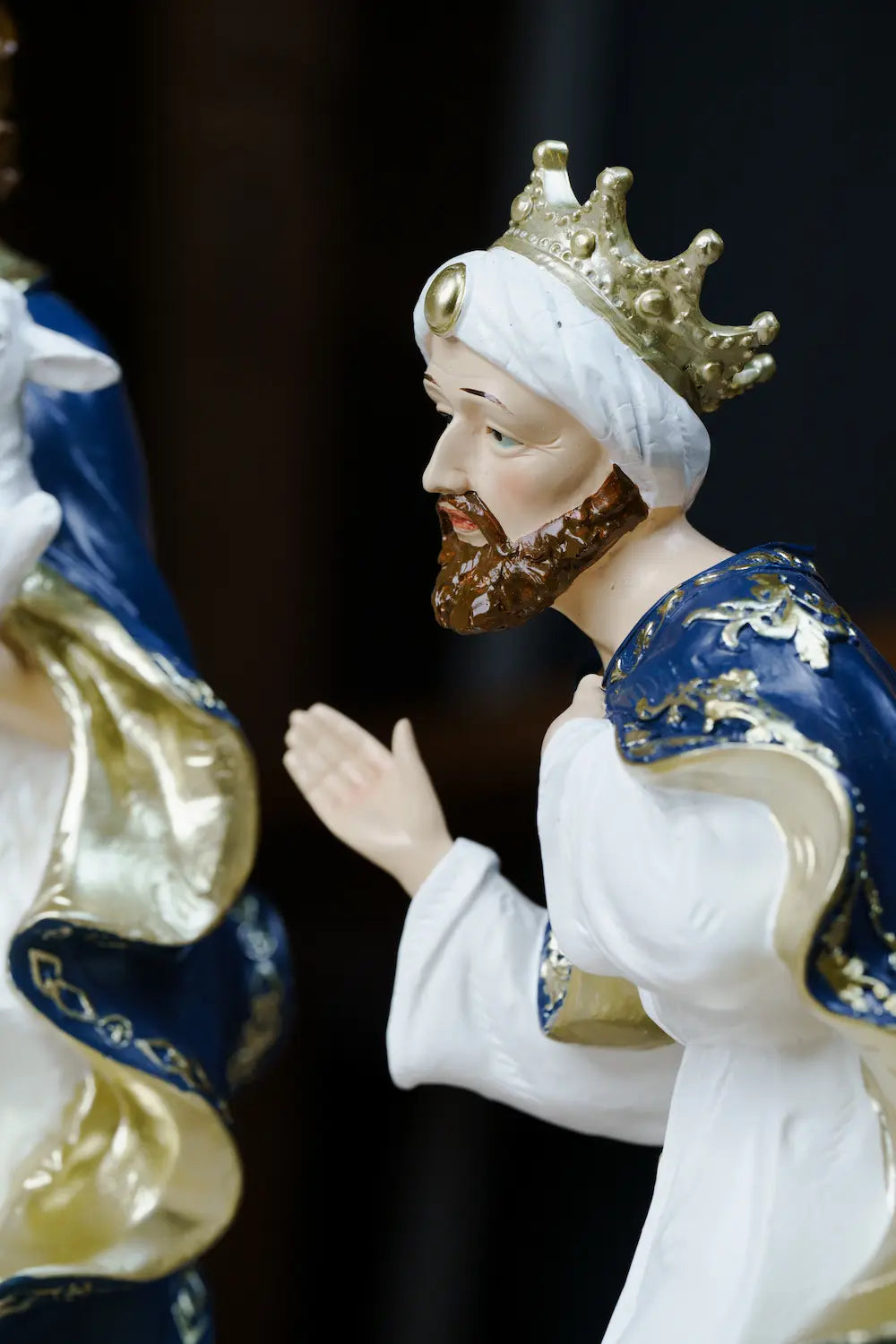a crowned wise man, nativity figurine