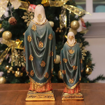 Sacred Heart Virgin Mary Statue, Hand-Painted Resin Catholic Figurine - Immaculate Heart Mary for Home Altar & Prayer Corner, Available in 8", 11", 13.5"