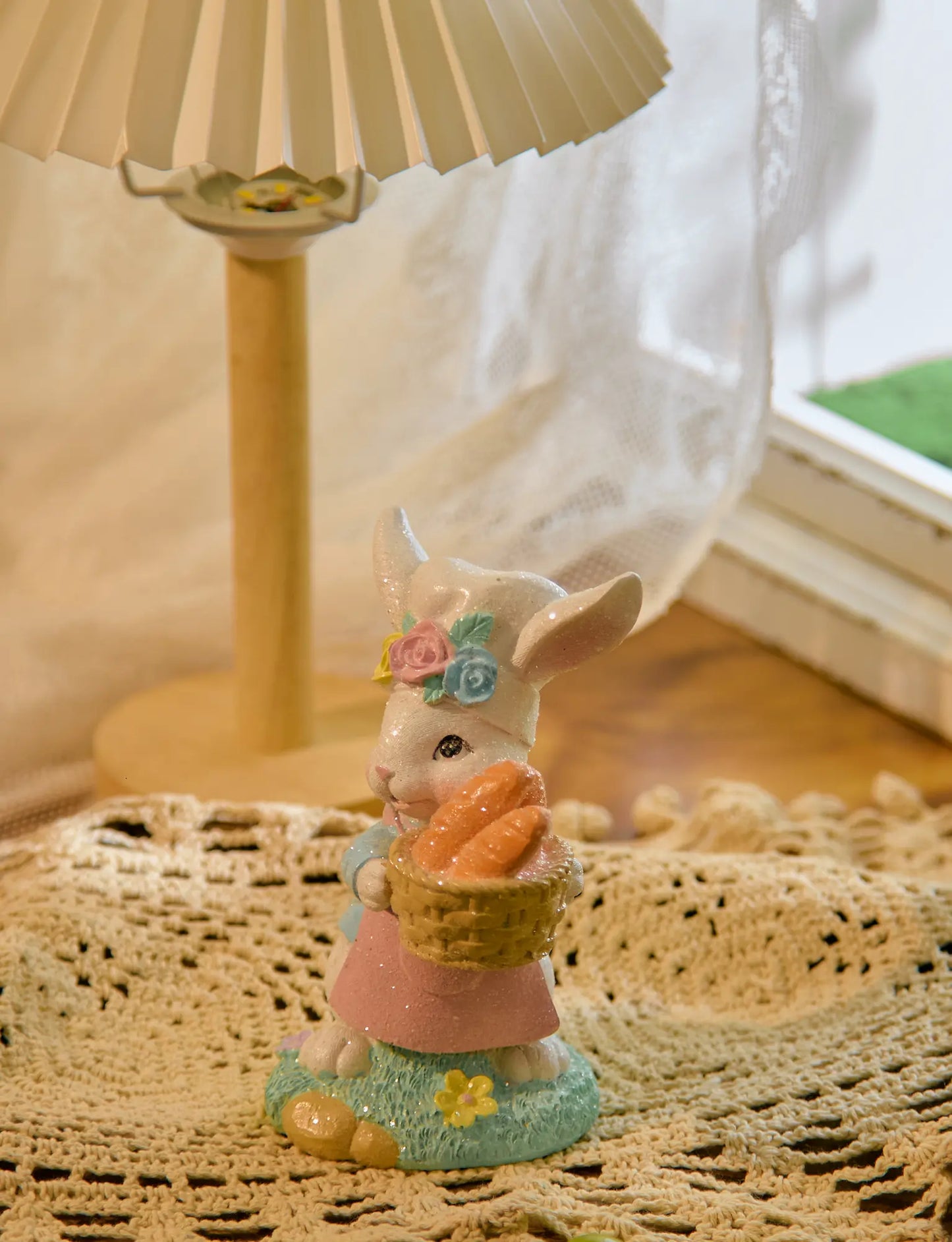 Easter rabbit bread basket decor cozy indoor display