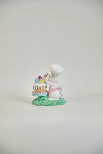 Easter bunny chef figurine side view showing detailed craftsmanship