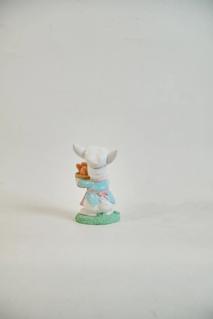 Hand-painted rabbit baker figurine rear angle