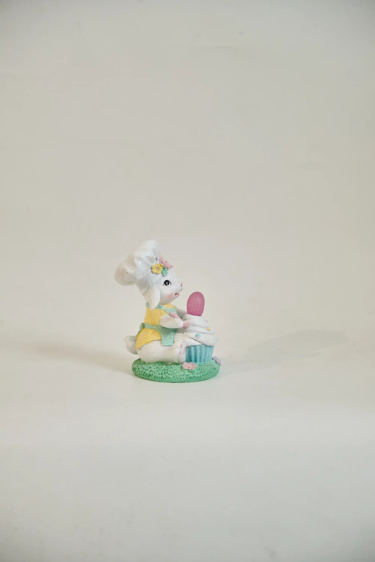 Easter bunny cupcake figurine side profile white background