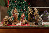 11 Piece Nativity Set - Hand-Painted Resin, Angel with "Gloria" Banner