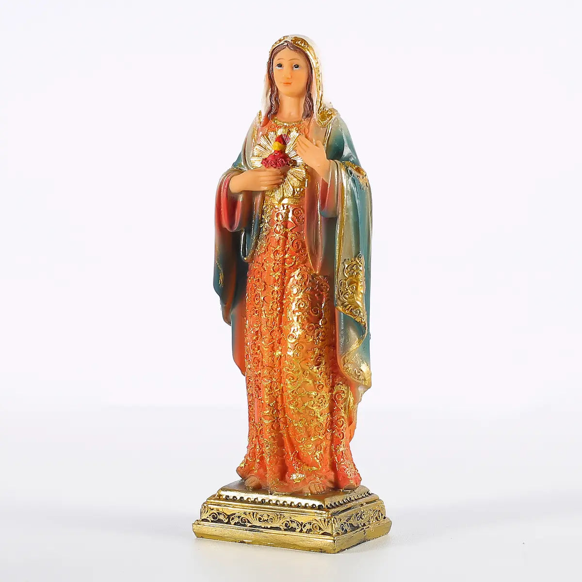 Sacred Heart Virgin Mary Statue, Hand-Painted Resin Catholic Figurine - Immaculate Heart Mary for Home Altar & Prayer Corner, Available in 8", 11", 13.5"