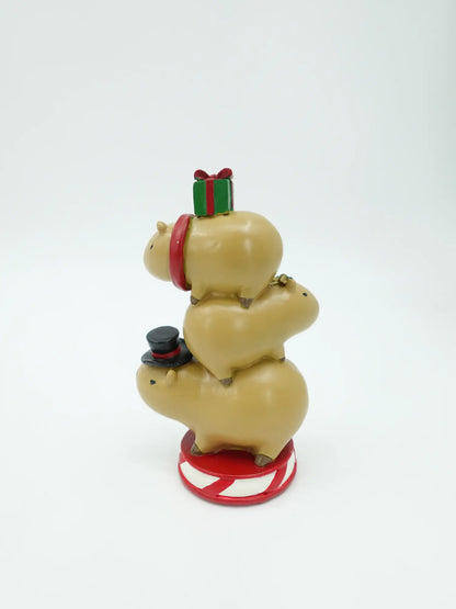 Christmas Capybara Stack Figurine