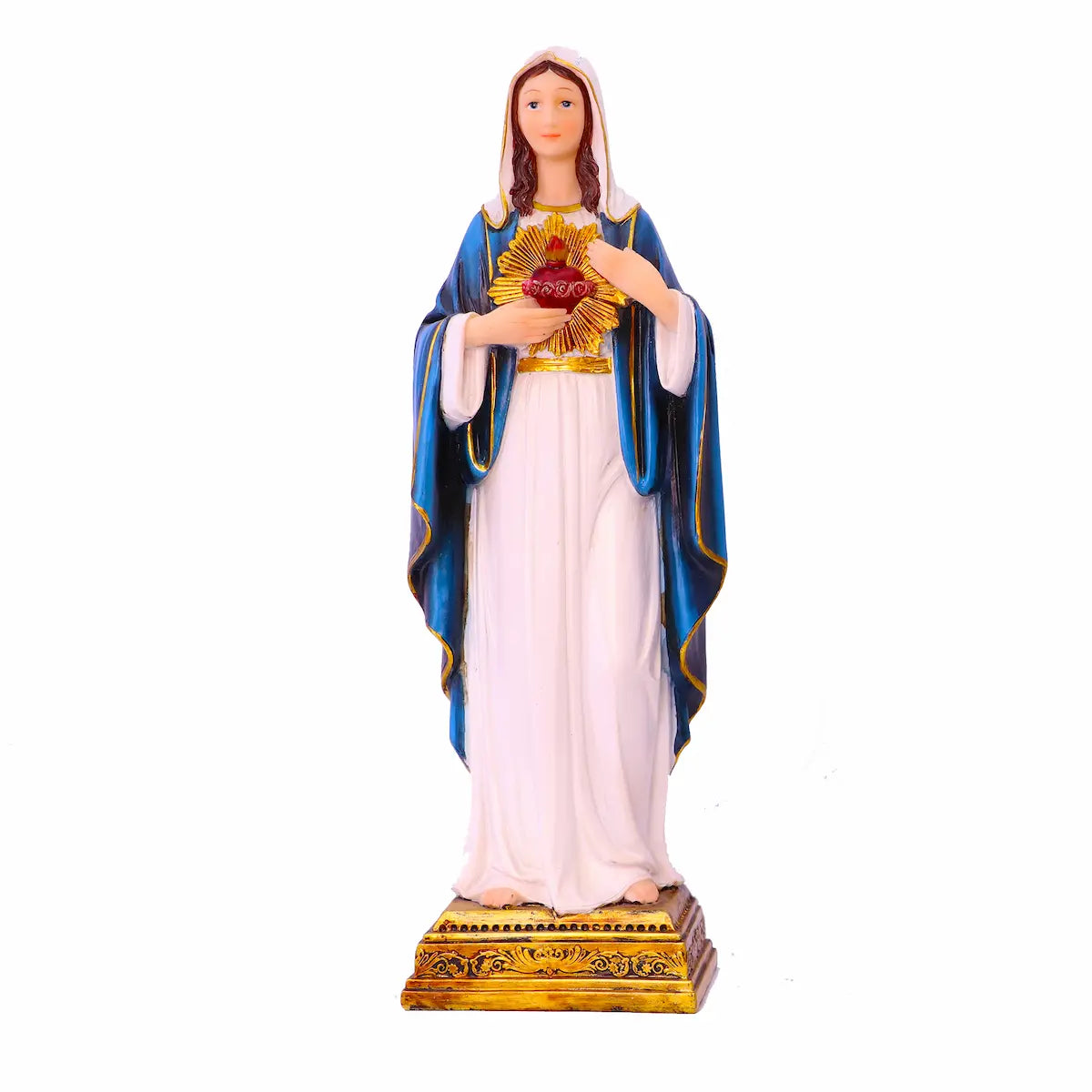 Sacred Heart Virgin Mary Statue, Hand-Painted Resin Catholic Figurine - Immaculate Heart Mary for Home Altar & Prayer Corner, Available in 8", 11", 13.5"
