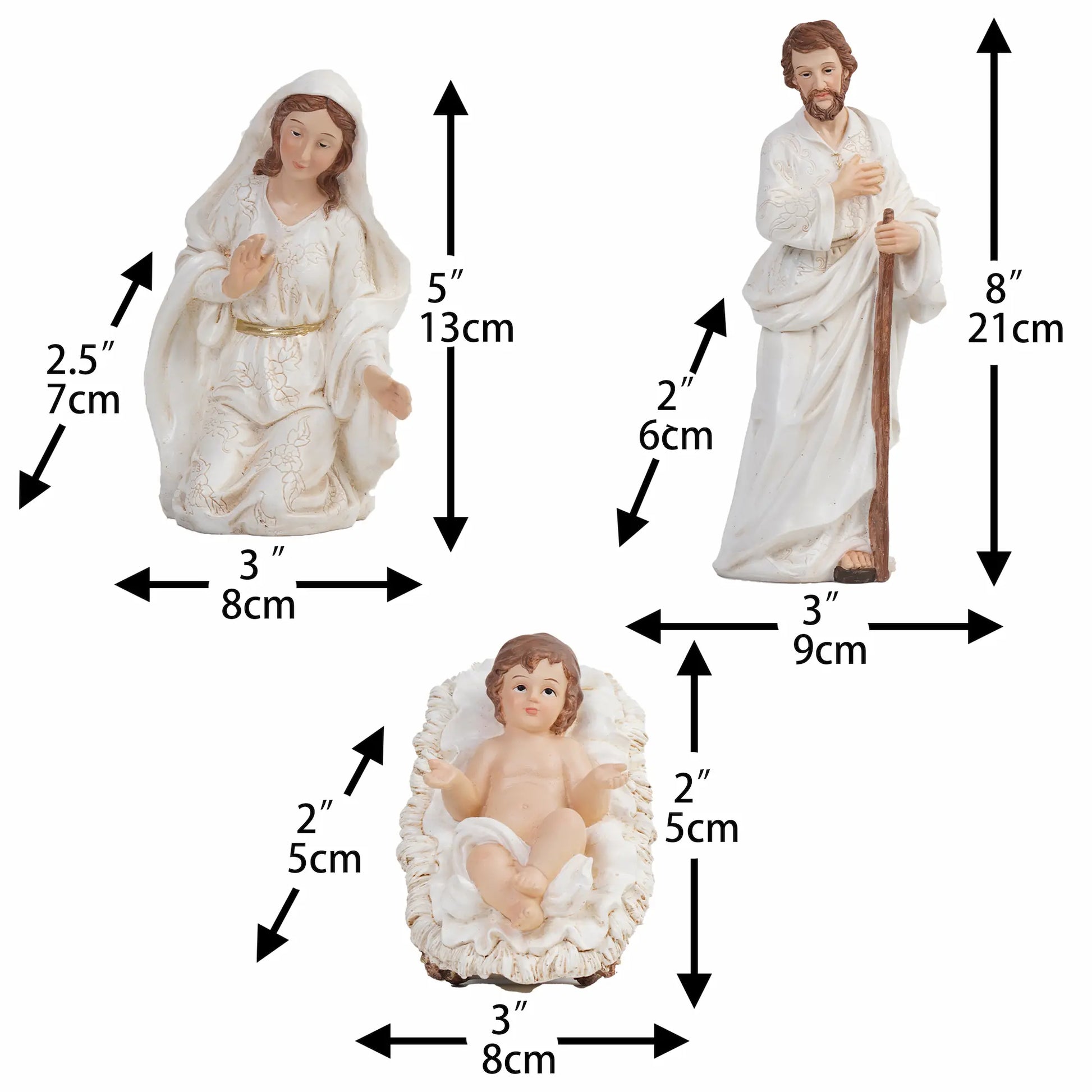 Holy Family nativity figurines dimensions 0062