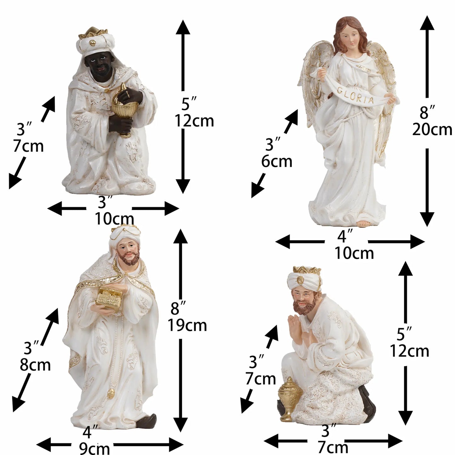  Nativity wise men and angel figurines dimensions 0062