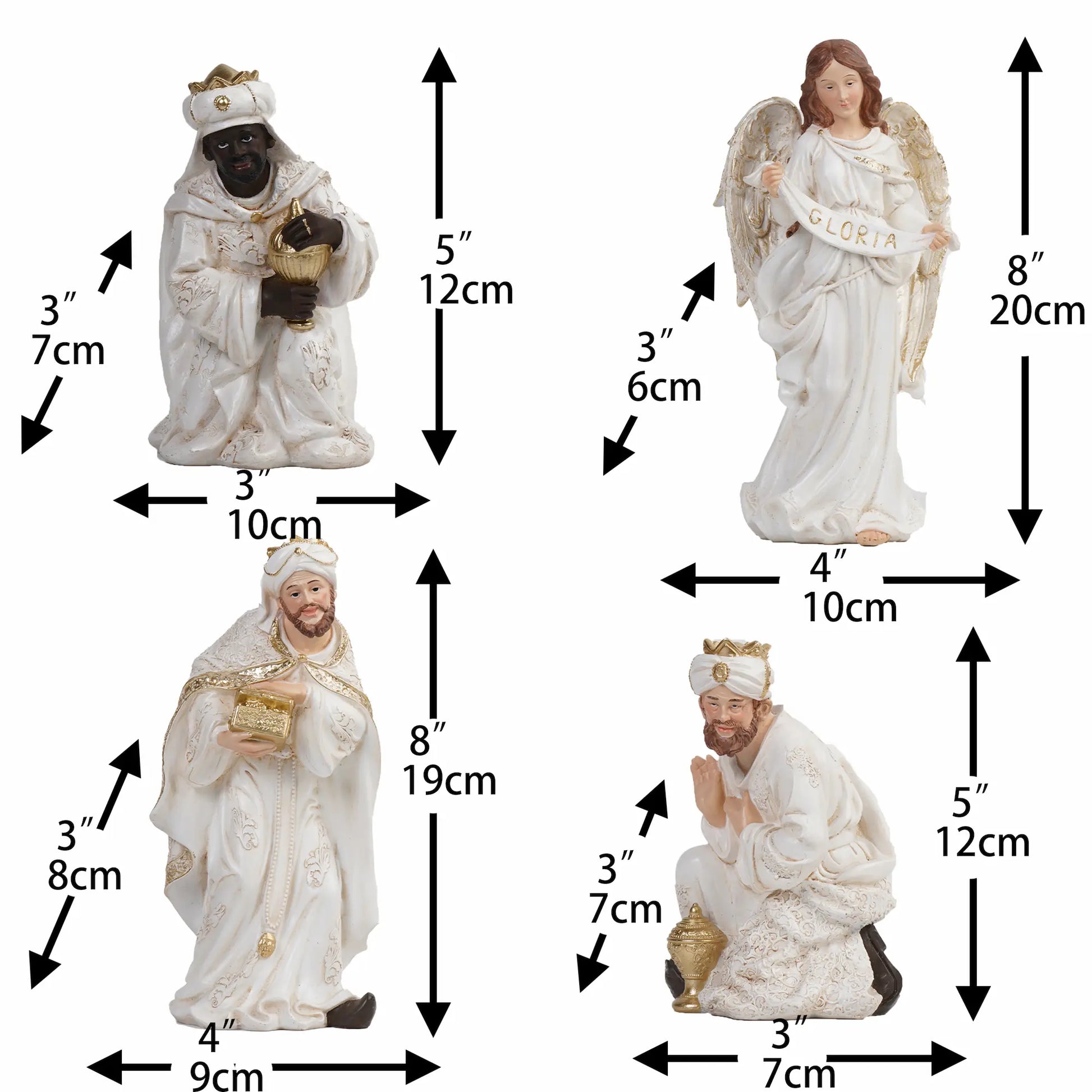  Nativity wise men and angel figurines dimensions 0062