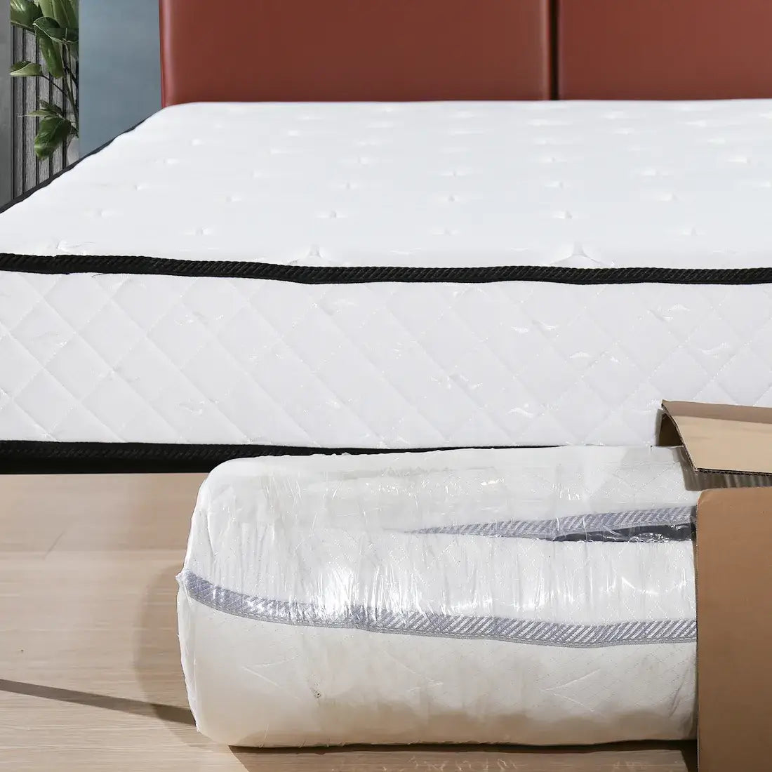 Queen Size 9.1 Inch Pocket Spring Memory Foam Mattress, CertiPUR-US Certified Medium Firm Hybrid Mattress