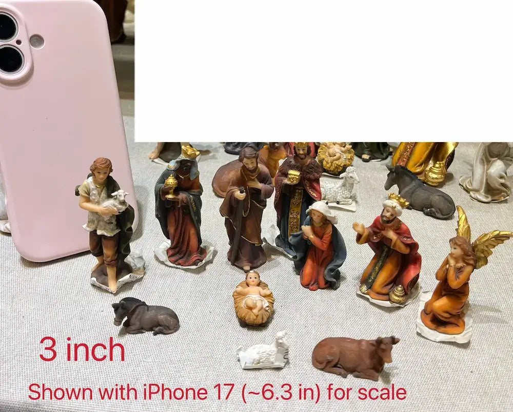 3" Mini Nativity Set - 11-Piece Christmas Creche Figurines