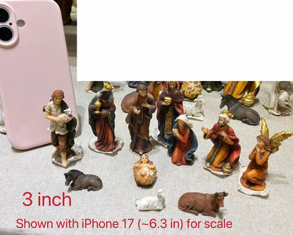 3" Mini Nativity Set - 11-Piece Christmas Creche Figurines