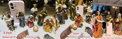 11-Piece Nativity Figurines Set – Available in 5", 8" & 12", Indoor Christmas Display