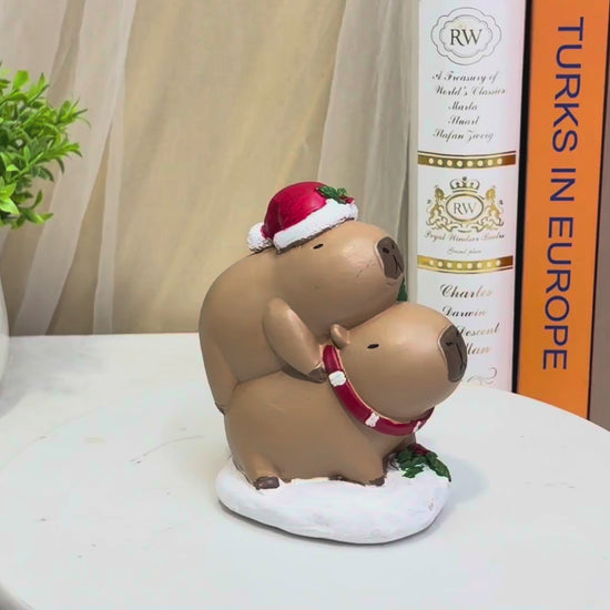 Capybara Stacking Duo Resin Figurine-Christmas Tabletop Decor