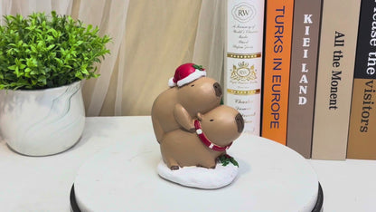 Capybara Stacking Duo Resin Figurine-Christmas Tabletop Decor