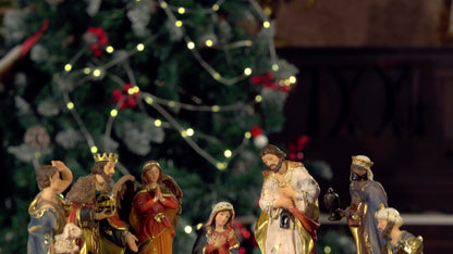 11-Piece Nativity Set – Hand-Painted Resin Christmas Nativity Figurines with Holy Family, Three Wise Men, Angel, Shepherd & Stable Animals – Indoor Holiday & Devotional Decor