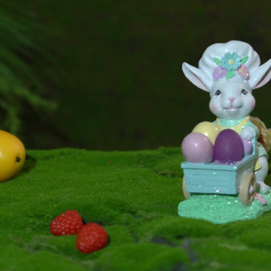 Video of Zayton Easter Bunny Figurine with Egg Cart