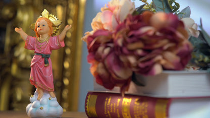 product video of Divine Child Resin Statue with Golden Sunburst Halo 