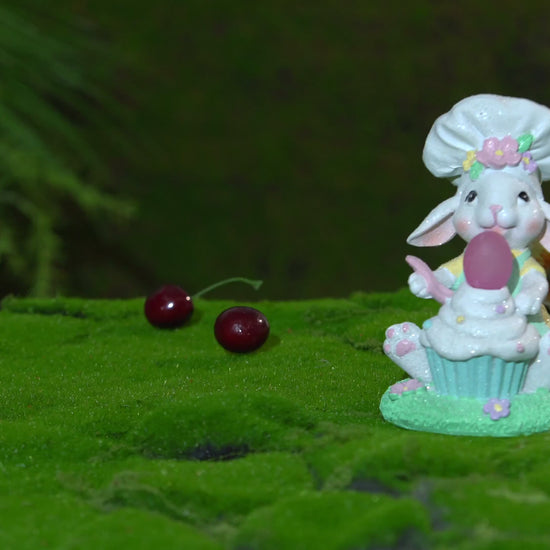 Video of Zayton Hand-painted Easter bunny cupcake figurine
