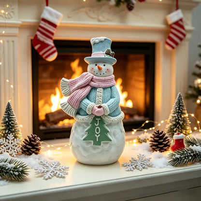 Pastel Snowman with JOY Tree Figurine