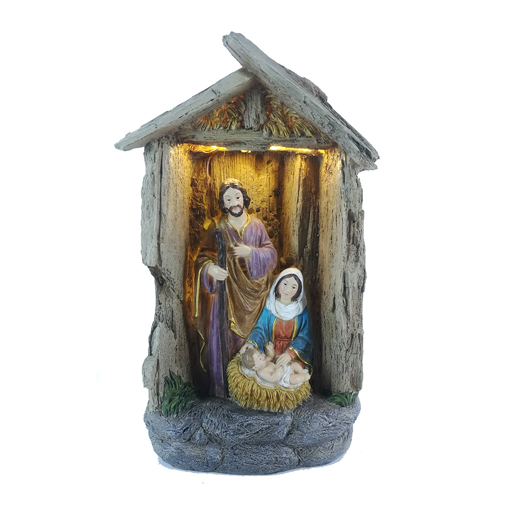 Zayton Cold cast resin figurines Holy Family Statue Xmas Ornament Jesus Mary Joseph Catholic Figurine Home Decor Nativity Scene