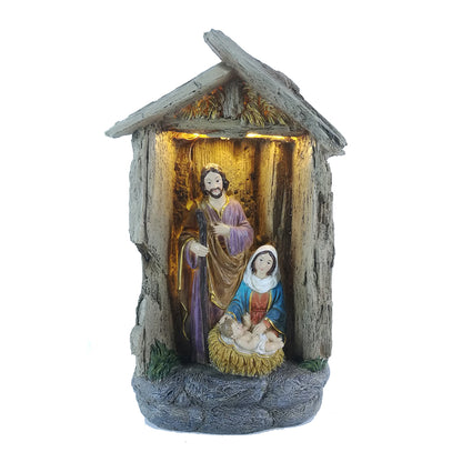 Zayton Cold cast resin figurines Holy Family Statue Xmas Ornament Jesus Mary Joseph Catholic Figurine Home Decor Nativity Scene