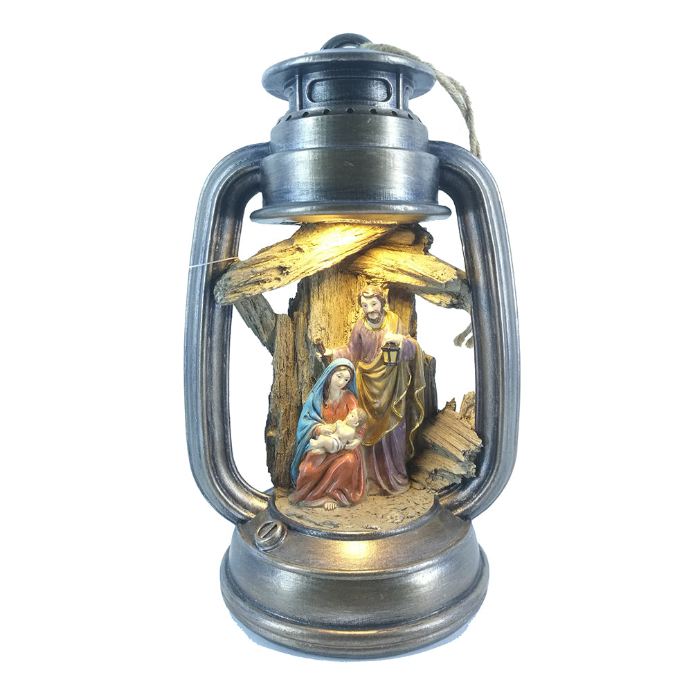 Home Decorations Nativity Set Jesus Figurine Christ Birth Scenes Holy Family Statue Christmas Tree Decor LED Catholic gift