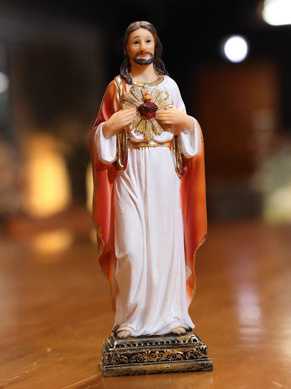 Zayton Jesus Statue Sacred Heart Figure Resin Sculpture Savior Figurine Catholic Christian Religious Gift Home Chapel Decoration