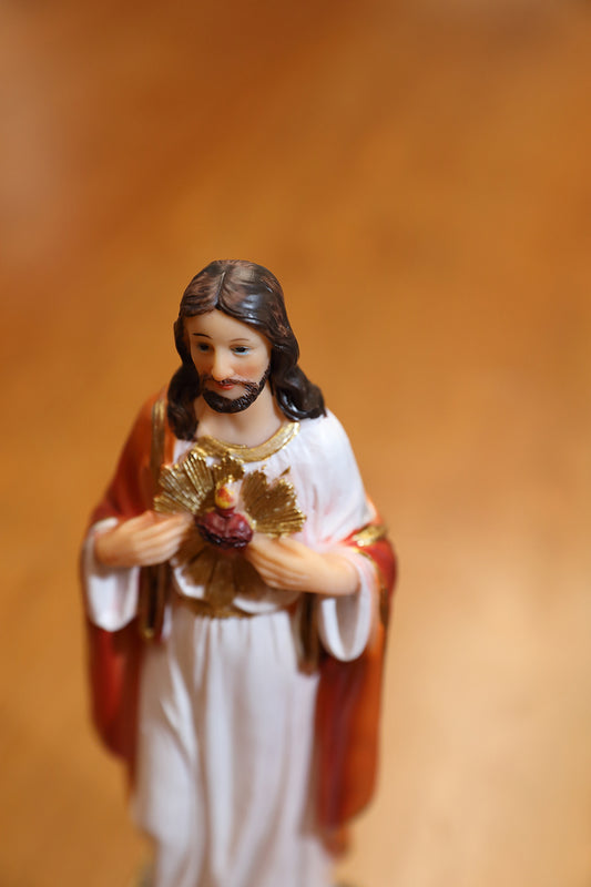 Zayton Jesus Statue Sacred Heart Figure Resin Sculpture Savior Figurine Catholic Christian Religious Gift Home Chapel Decoration