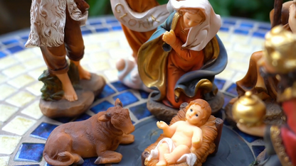 Zayton Nativity Scene Set Baby Jesus Manger Christmas Crib Figurines Miniatures Ornament Church Statue Xmas Gift Home Decoration