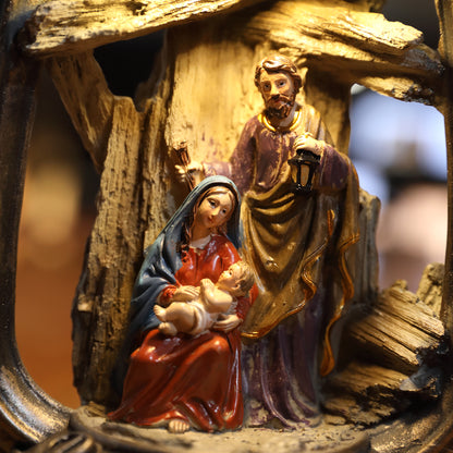 Home Decorations Nativity Set Jesus Figurine Christ Birth Scenes Holy Family Statue Christmas Tree Decor LED Catholic gift