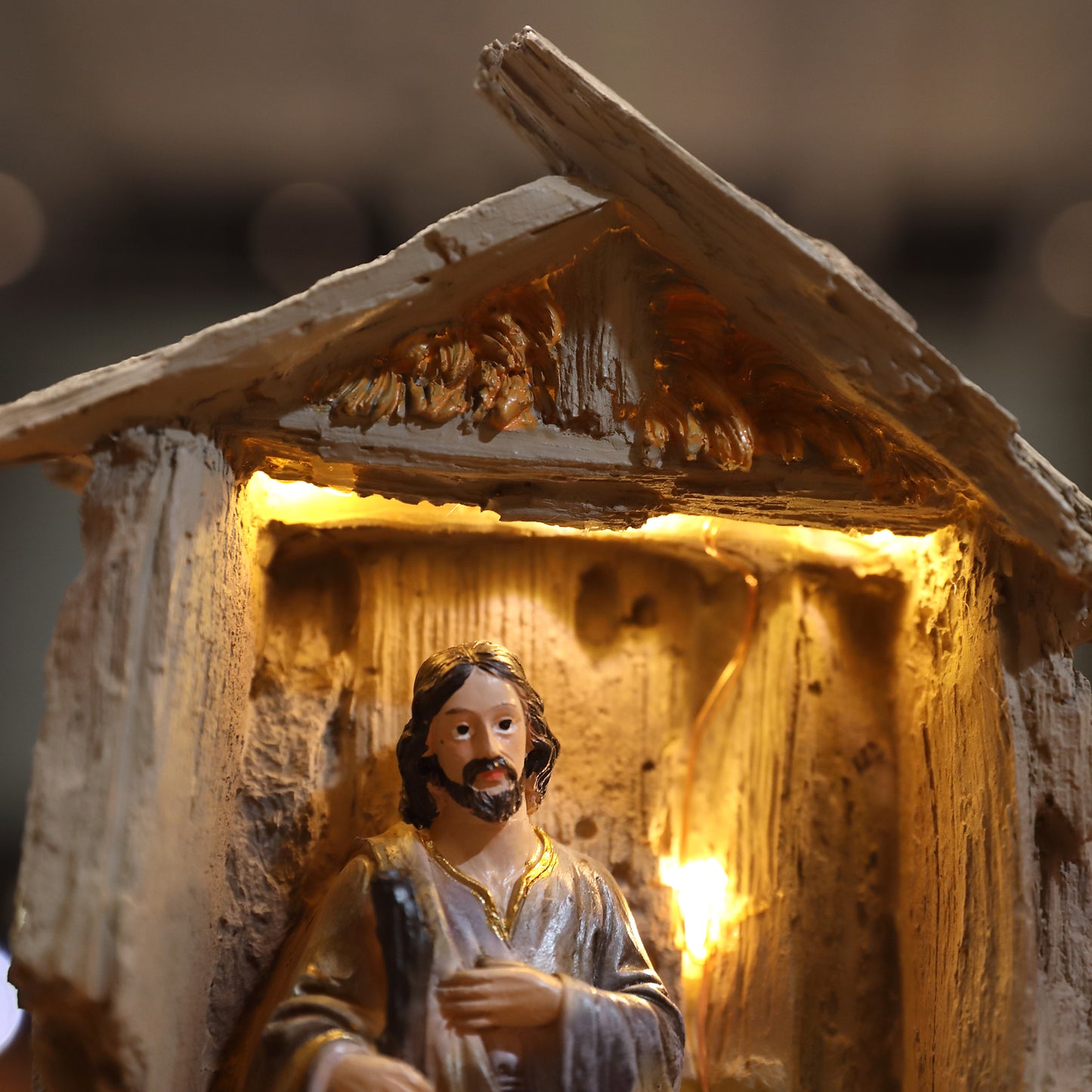 Zayton Cold cast resin figurines Holy Family Statue Xmas Ornament Jesus Mary Joseph Catholic Figurine Home Decor Nativity Scene