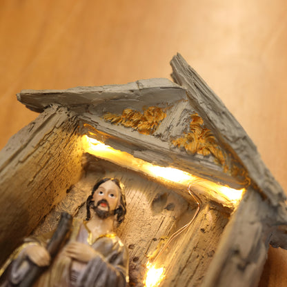 Zayton Cold cast resin figurines Holy Family Statue Xmas Ornament Jesus Mary Joseph Catholic Figurine Home Decor Nativity Scene