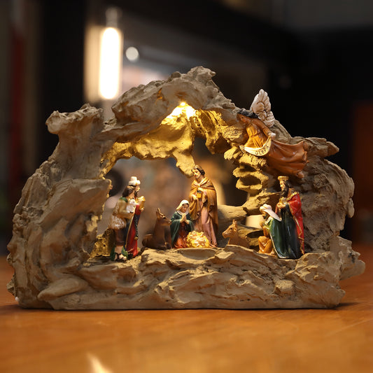 Zayton Nativity Scene SET Christmas Gift Holy Family Statue Christ Jesus Mary Joseph Catholic Figurine Xmas Ornament Home Decor